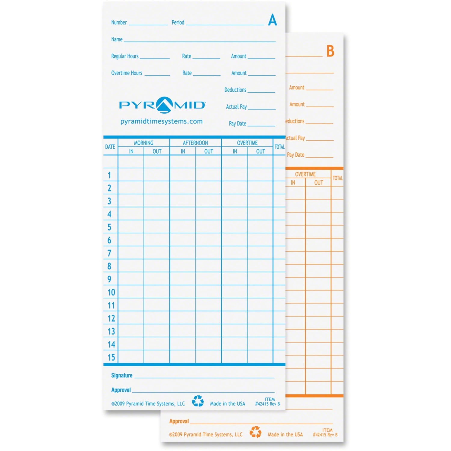 Pyramid Time Systems - Authentic Time Cards (42415)  - 42415 - Image 5