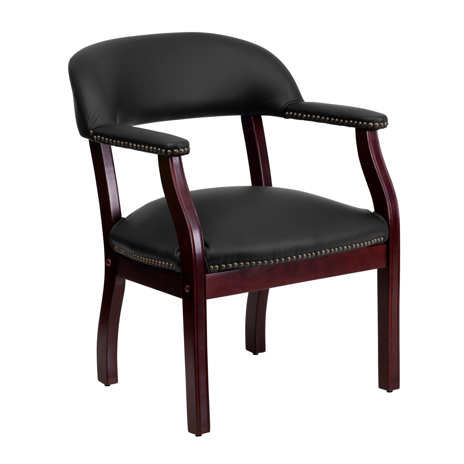 Flash Furniture Leathersoft Conference Chair with Accent Nail Trim Black PopularChairscom