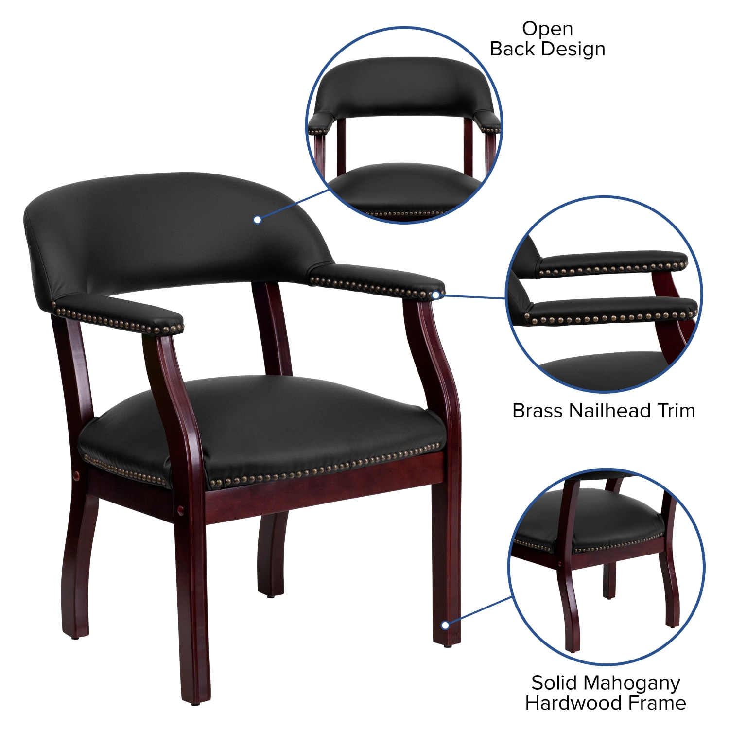 Flash Furniture Leathersoft Conference Chair with Accent Nail Trim Black PopularChairscom