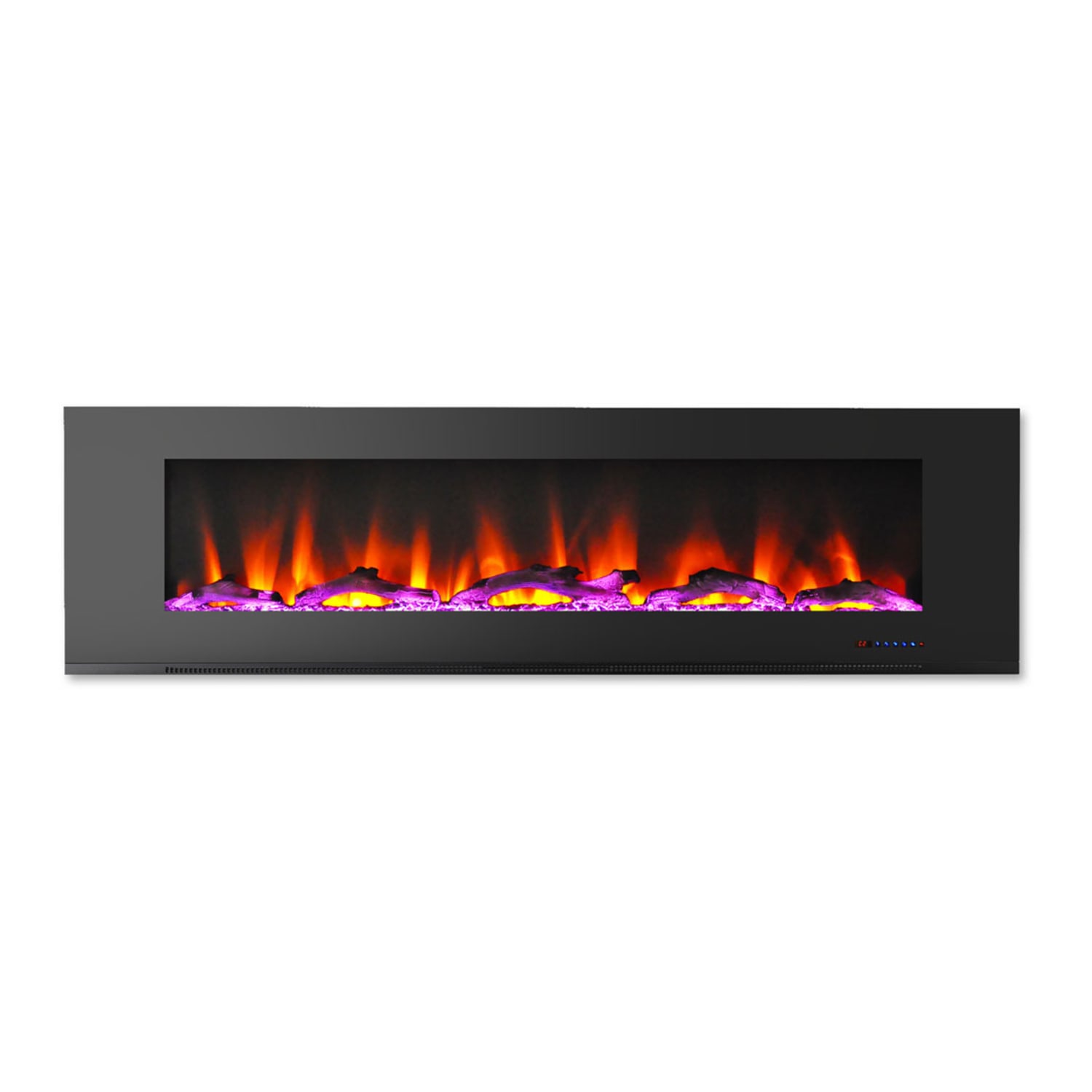 Cambridge Wall-Mount Electric Fireplace With Multicolor Flames And Driftwood Log Display, 72in, Black - Image 3
