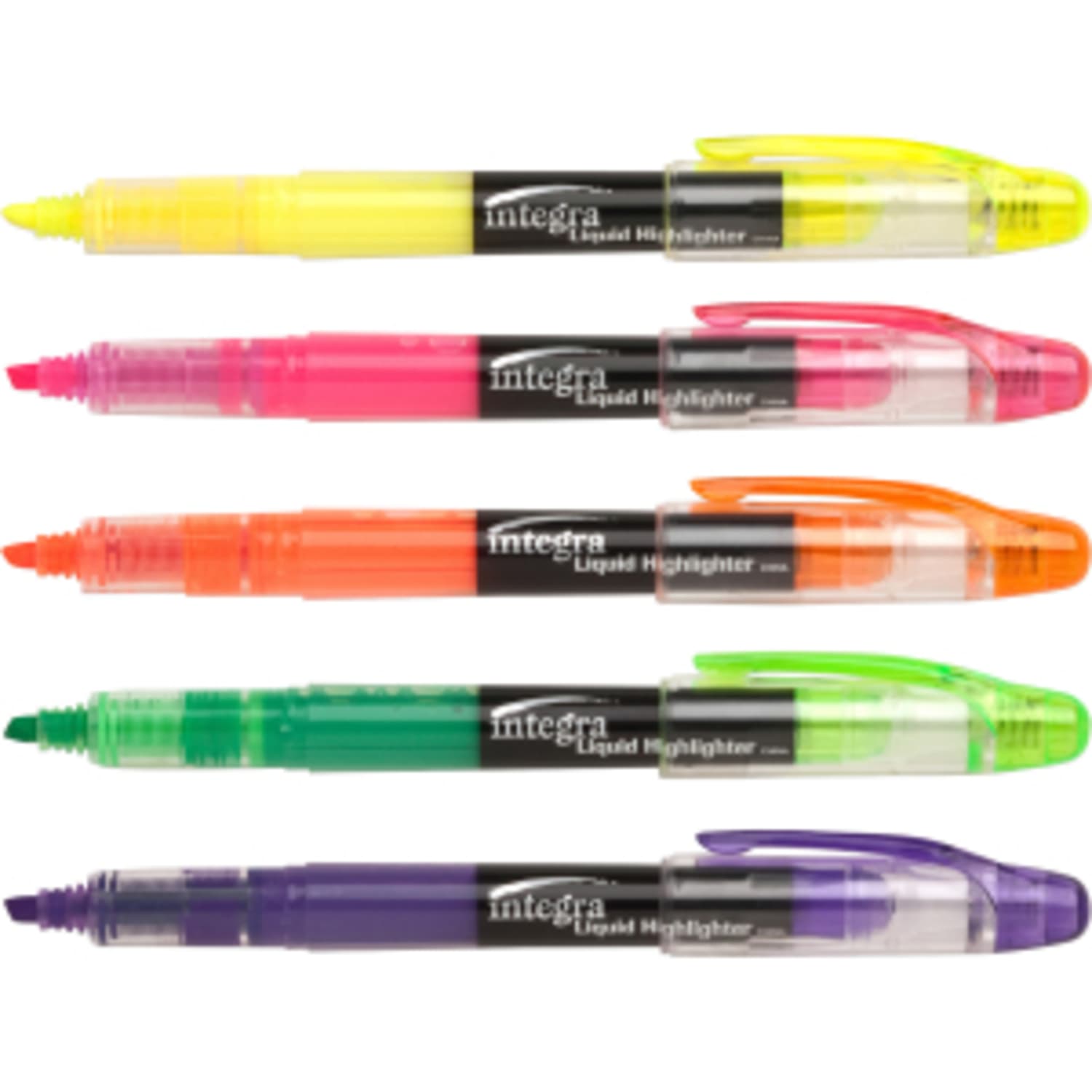 Integra Liquid Highlighters - Fine Marker Point - Chisel Marker Point Style - Assorted - 5 / Set - Image 3