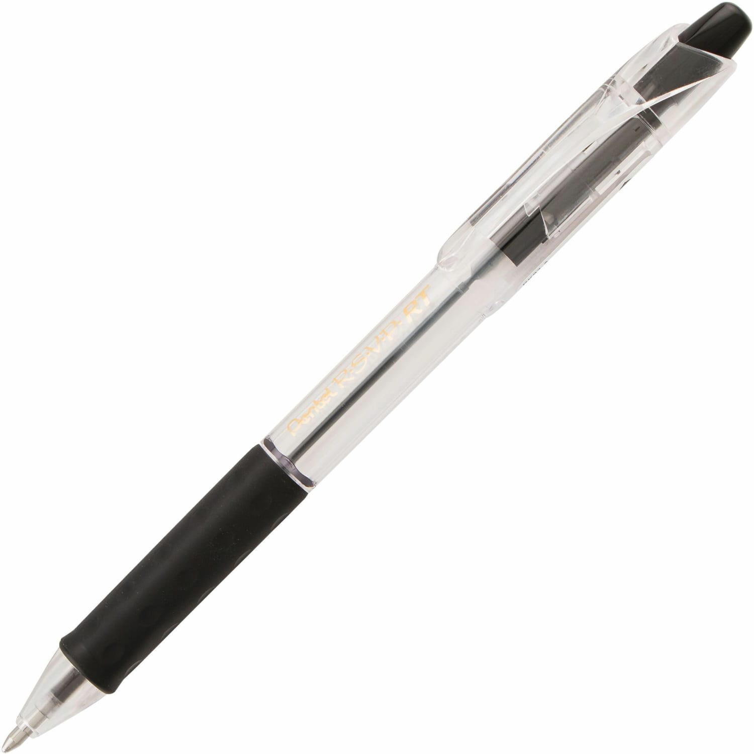 Pentel R.S.V.P. RT Retractable Ballpoint Pens, Medium Point, 1.0 mm, 61% Recycled, Transparent Black Barrel, Black Ink, Pack Of 12 Pens - Image 4