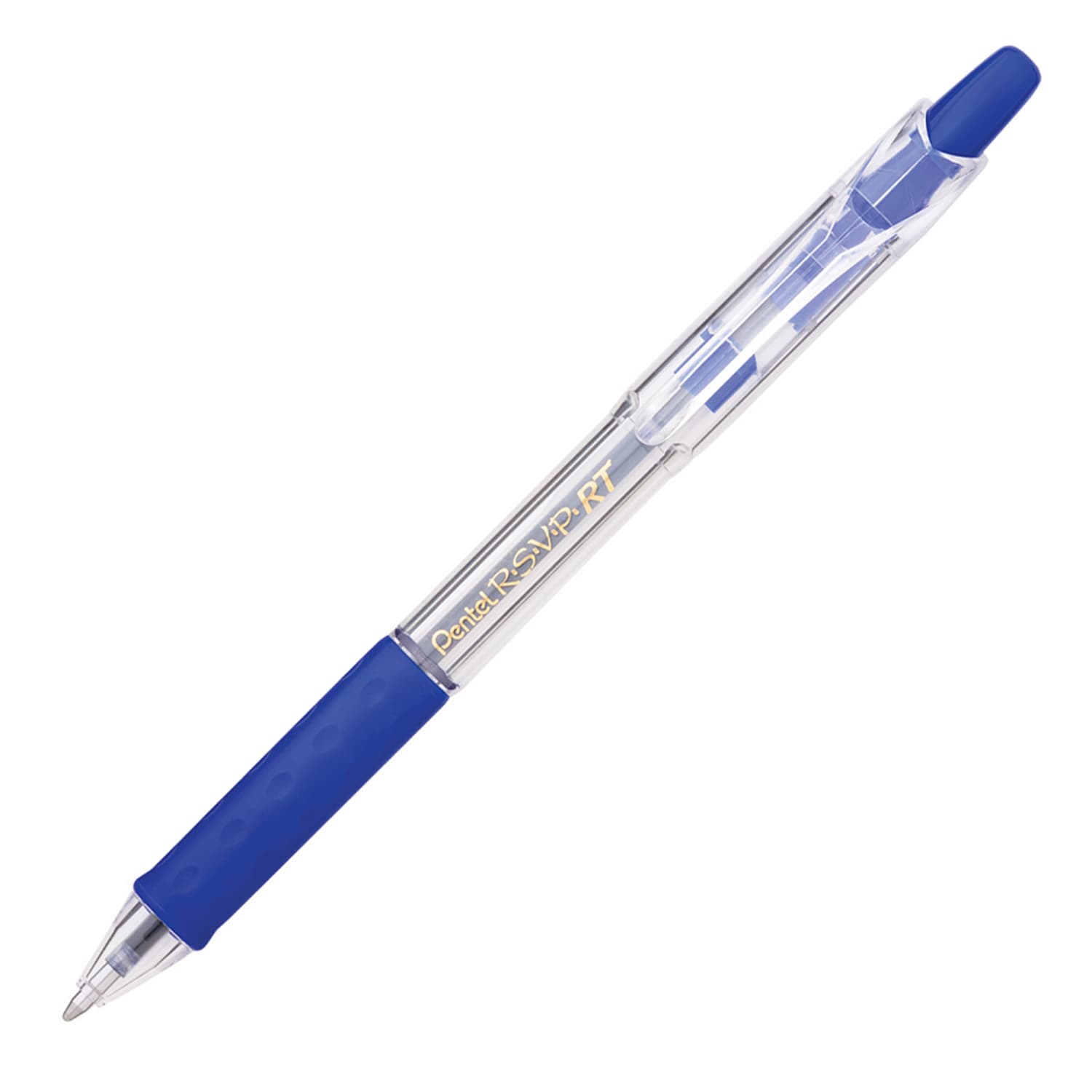 Pentel R.S.V.P. RT Retractable Ballpoint Pens, Medium Point, 1.0 mm, 61% Recycled, Transparent Blue Barrel, Blue Ink, Pack Of 12 Pens - Image 3