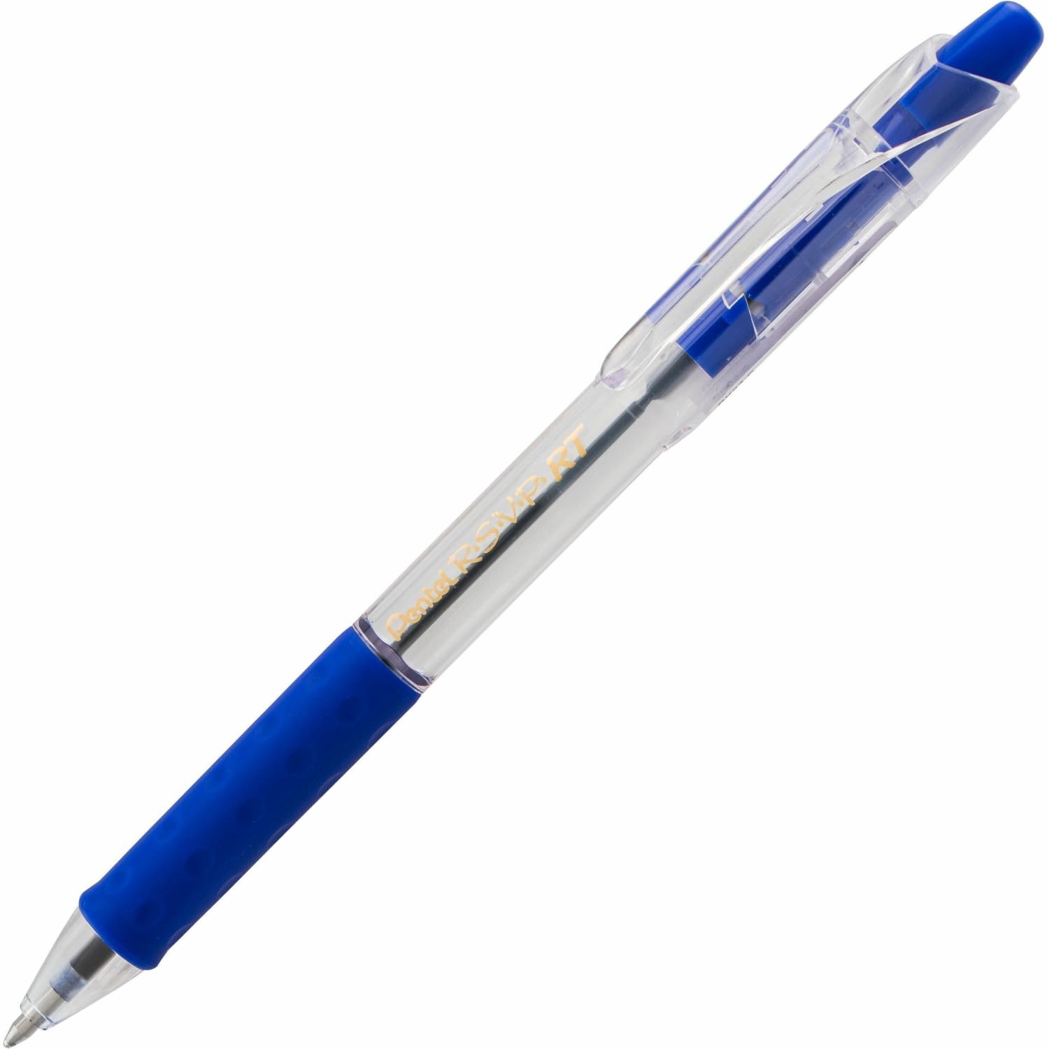 Pentel R.S.V.P. RT Retractable Ballpoint Pens, Medium Point, 1.0 mm, 61% Recycled, Transparent Blue Barrel, Blue Ink, Pack Of 12 Pens - Image 4