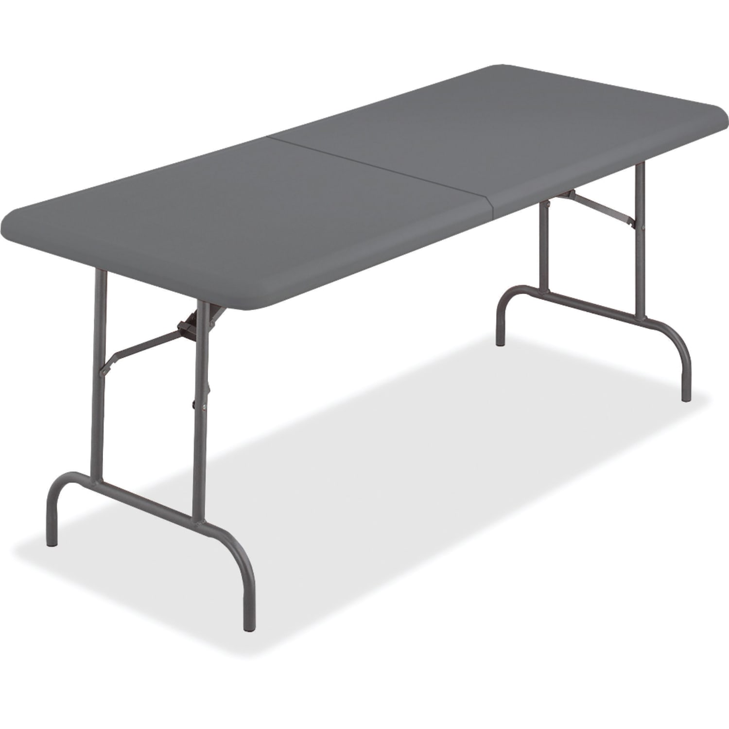 Iceberg IndestrucTable TOO Bifold Table - Rectangle Top - Contemporary Style - Adjustable Height - 96in Table Top Length x 30in Table Top Width x 2in Table Top Thickness - 29in Height - Charcoal, Powder Coated - Tubular Steel - Image 3