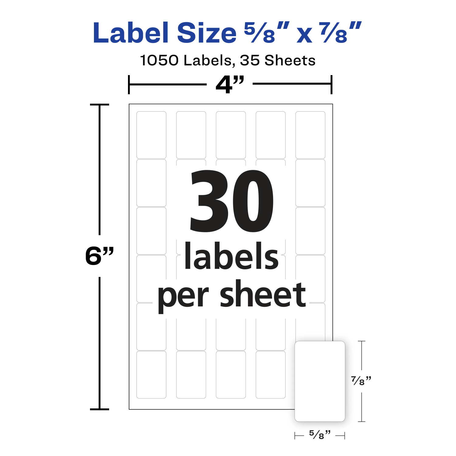 Avery Removable Labels, Non-Printable, 5424, Rectangle, 5/8in x 7/8in, White, Pack Of 1,050 Small Stickers - Image 4