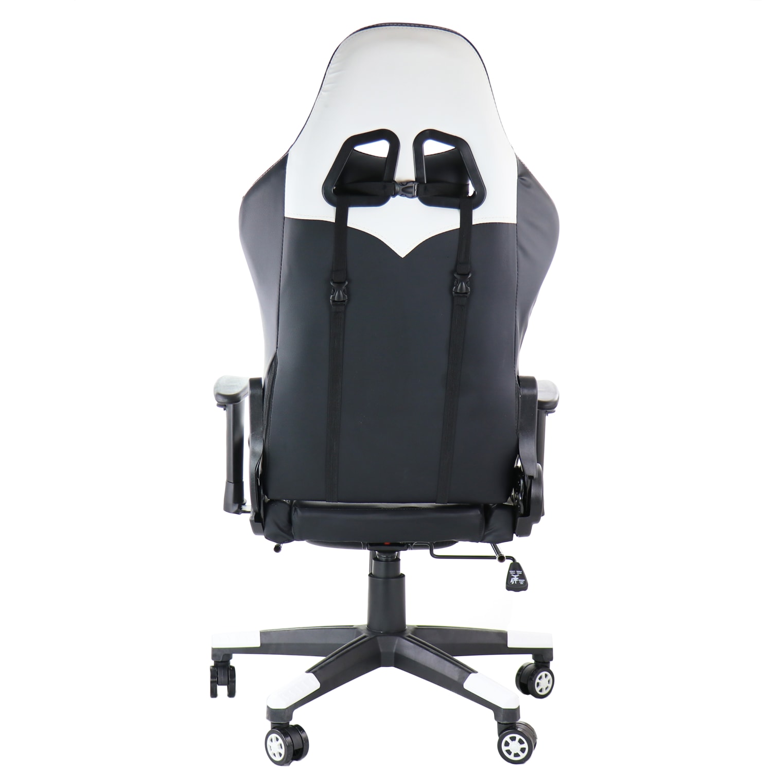 GameFitz Ergonomic Faux Leather Gaming Chair, Black/White - Image 5