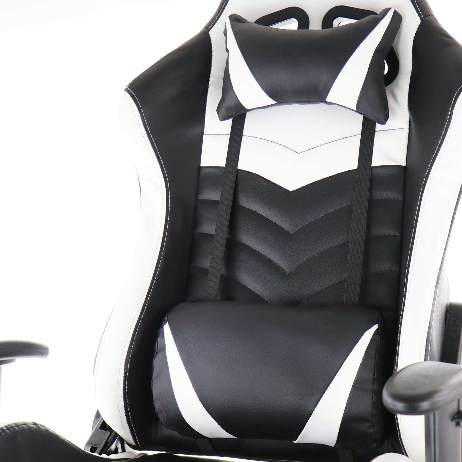 GameFitz Ergonomic Faux Leather Gaming Chair, Black/White - Image 6