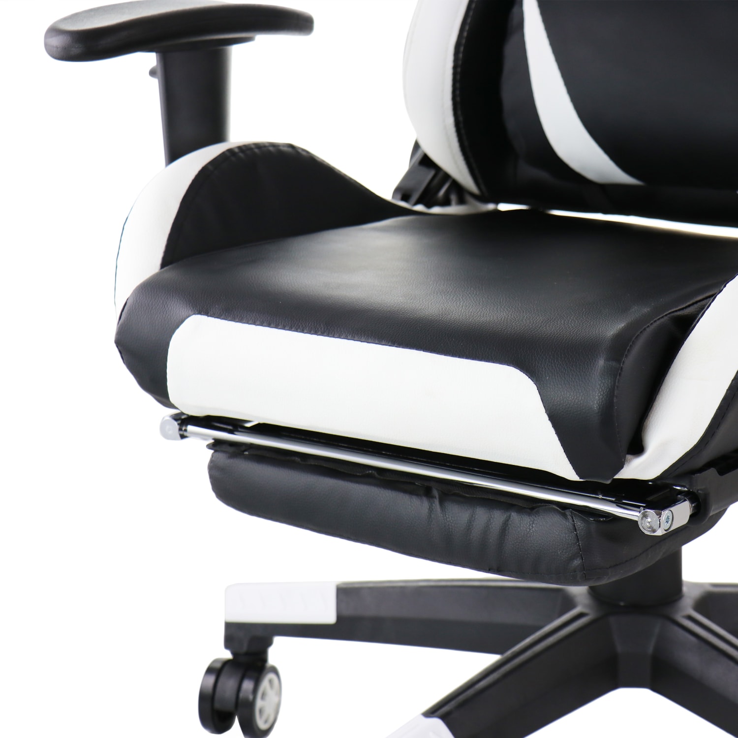 GameFitz Ergonomic Faux Leather Gaming Chair, Black/White - Image 7
