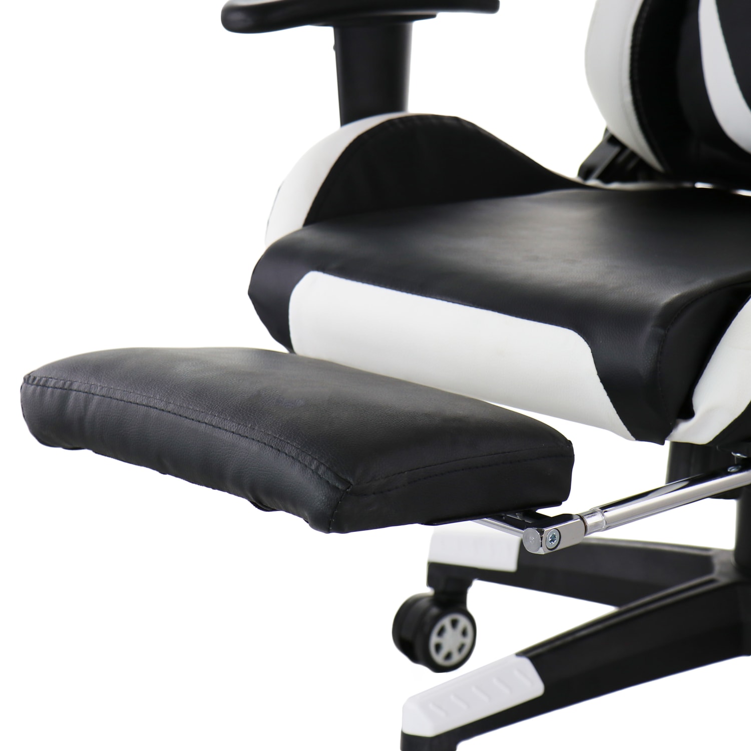 GameFitz Ergonomic Faux Leather Gaming Chair, Black/White - Image 8