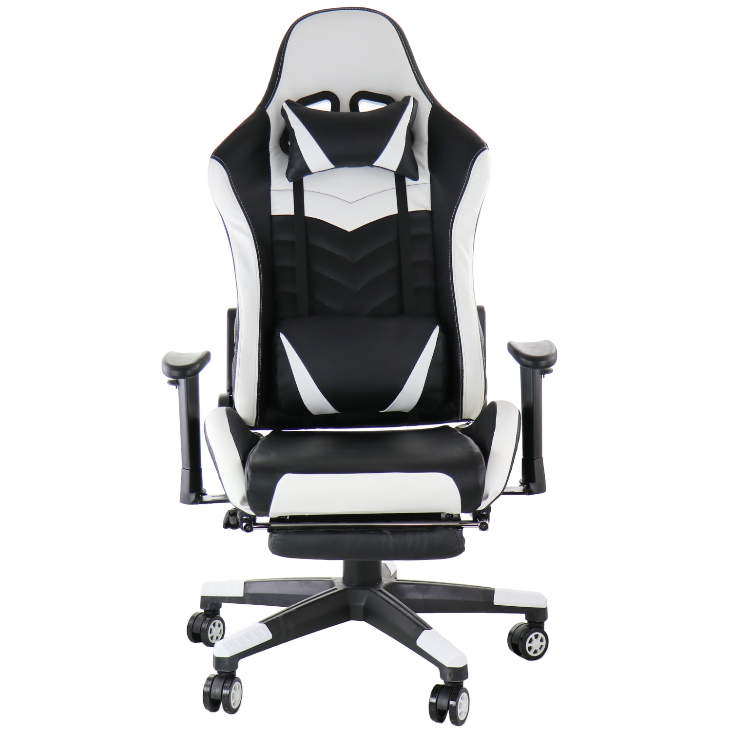 GameFitz Ergonomic Faux Leather Gaming Chair, Black/White - Image 9
