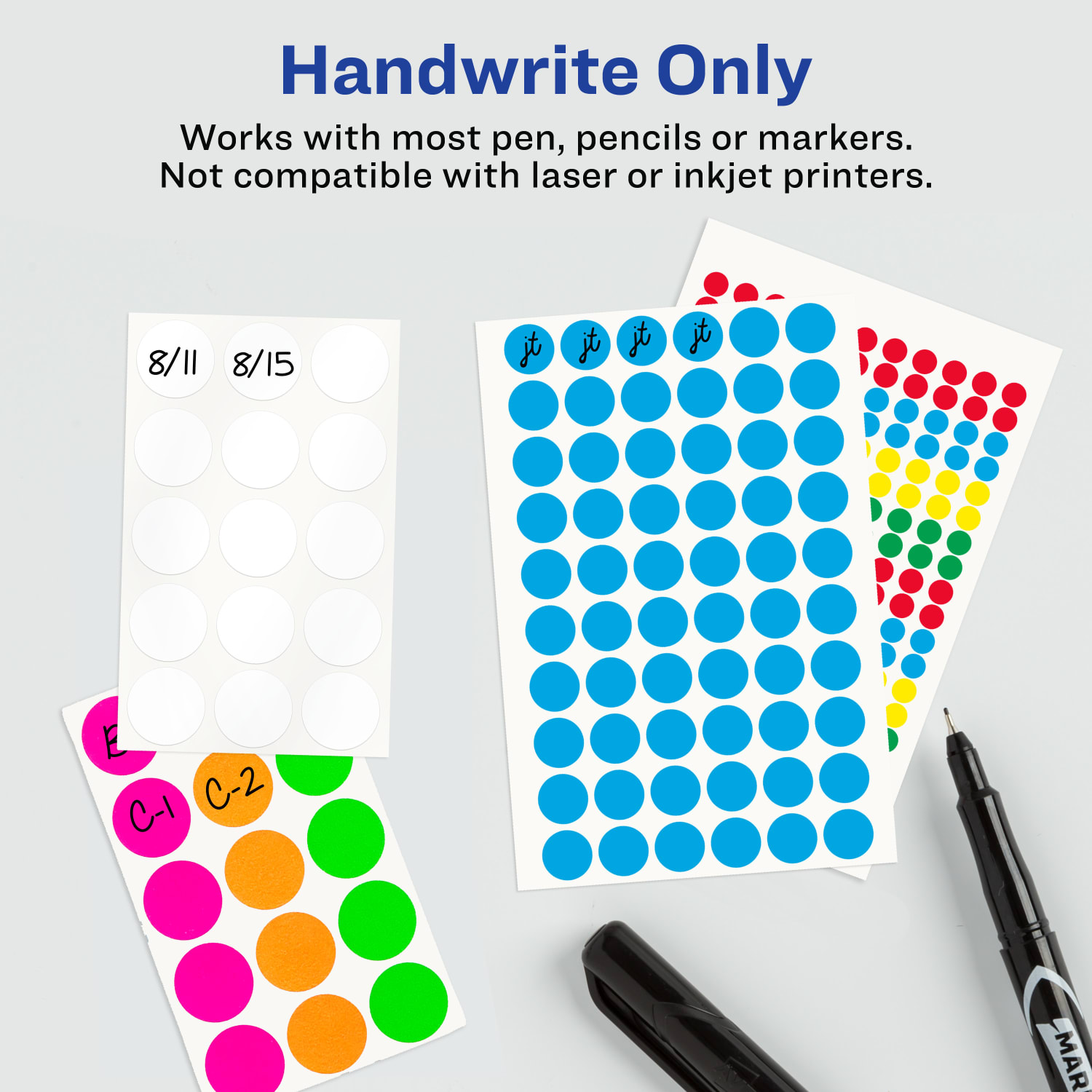 Avery Color-Coding Removable Labels, 5459, Round, 3/4 Inch Diameter, Black, Pack Of 1,008 Non-Printable Dot Stickers - Image 5