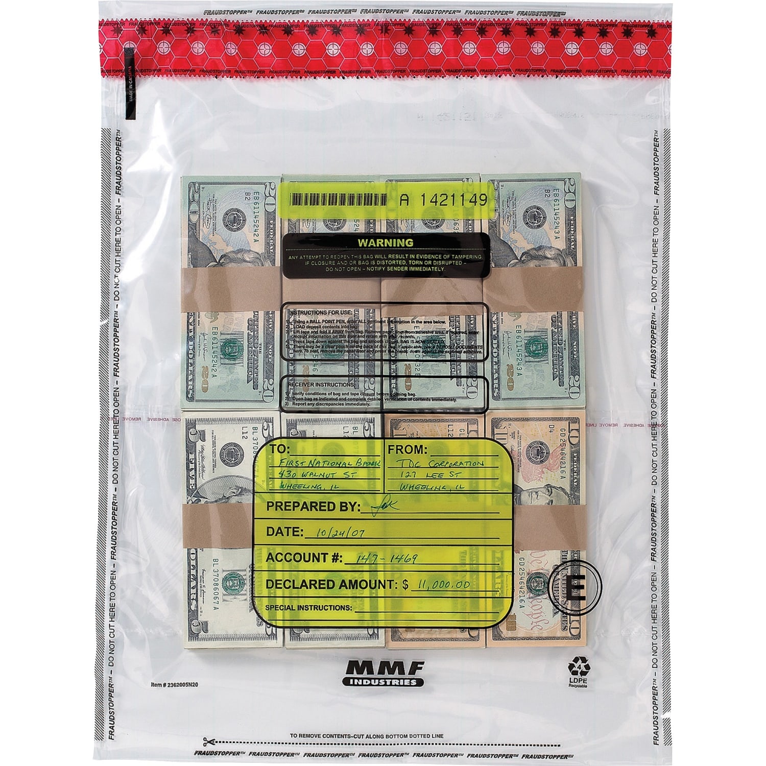 MMF Industries Tamper-Evident Bundle Bags, 4 Capacity, Self-Seal Adhesive, 15in x 20in, Clear, Box Of 250 - Image 3