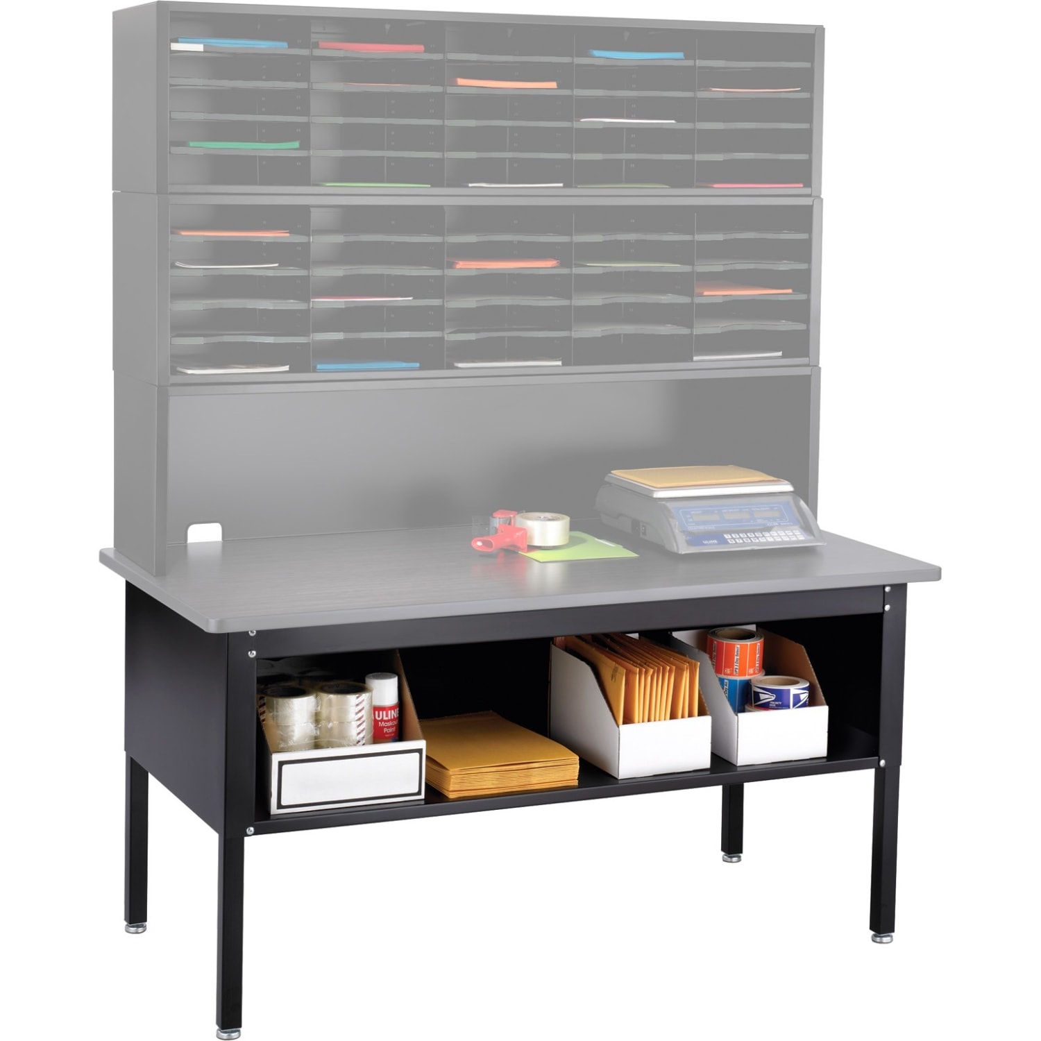 Safco E-Z Sort Mailroom Furniture, Sorting Table, 28inH x 60inW x 30inD, Black - Image 4