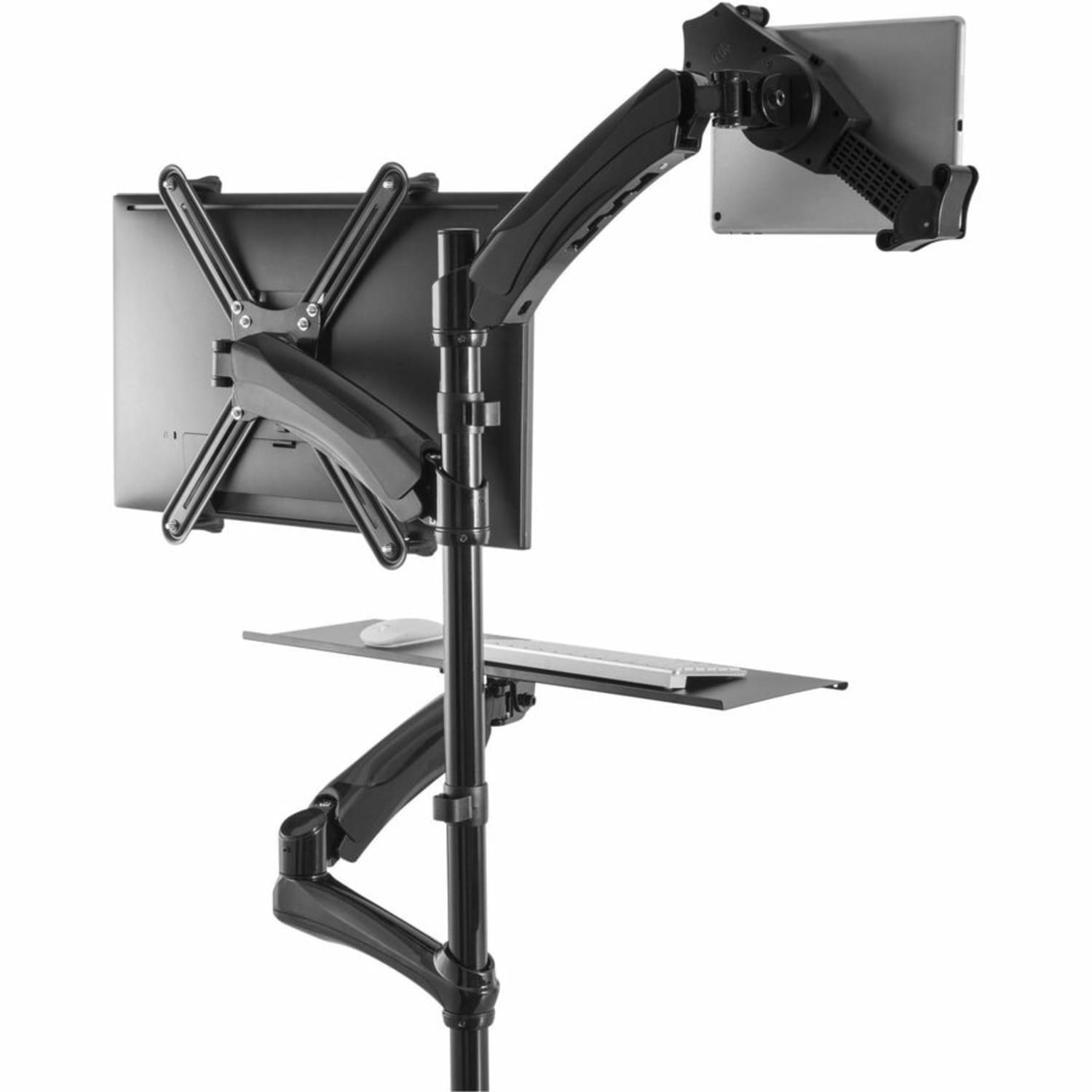 CTA Digital 2-in-1 Adjustable Monitor and Tablet Mount Stand with Keyboard Tray - 1 Display(s) Supported - 27in Screen Support - 1 - Image 4