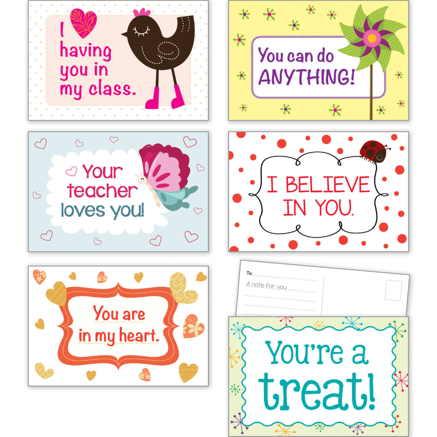 Scholastic Teachers Friend Postcards, 6in x 4in, Valentines Day, Kindergarten - Grade 5, Pack Of 36