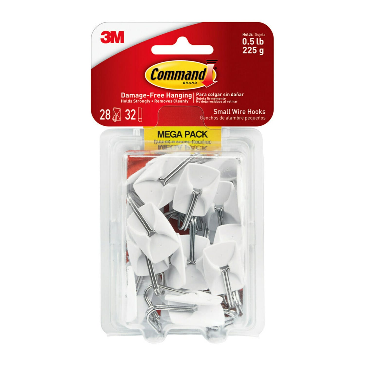 Command Small Wire Toggle Hooks, 28 Hooks, 32 White Adhesive Strips, Damage Free Hanging Picture Hangers, No Tools Wall Hanging Strips