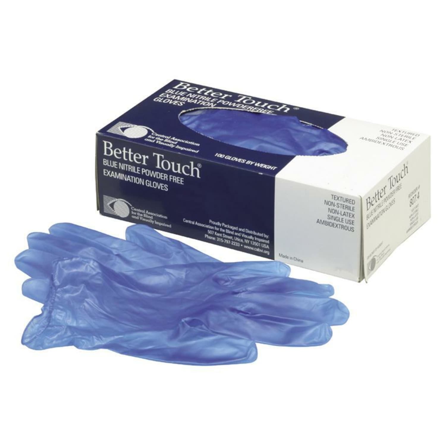 SKILCRAFT Nitrile Exam Gloves - Small Size - Textured, Ambidextrous, Powder-free - Nitrile - 100 / Box - Blue - Image 3