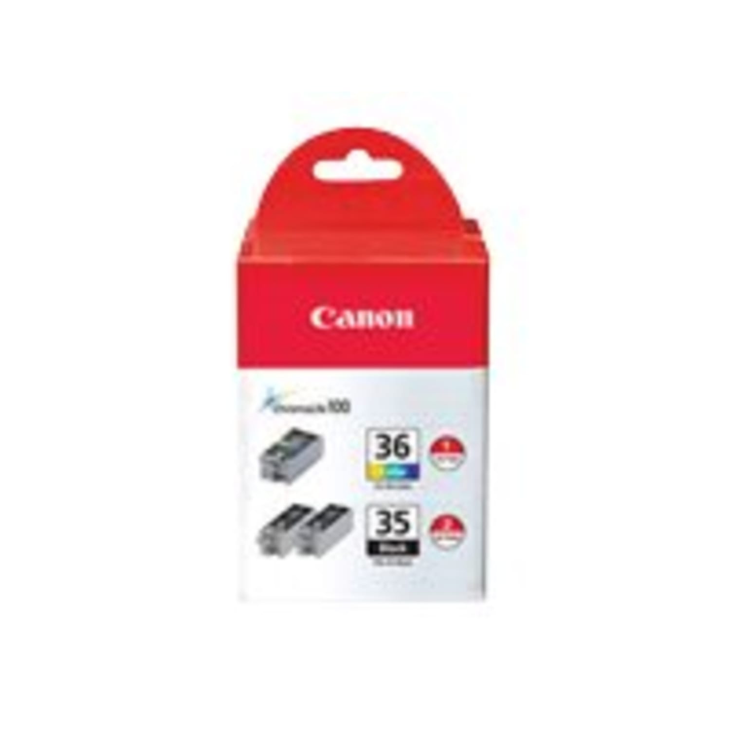 Canon PGI-35/CLI-36 Black And Tri-Color Ink Cartridges, Pack Of 3, 1509B007 - Image 3