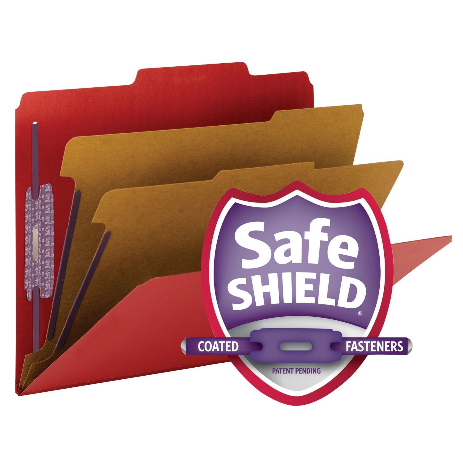 Smead Classification Folders, Pressboard With SafeSHIELD Fasteners, 2 Dividers, 2in Expansion, Letter Size, Bright Red, Box Of 10 - Image 5