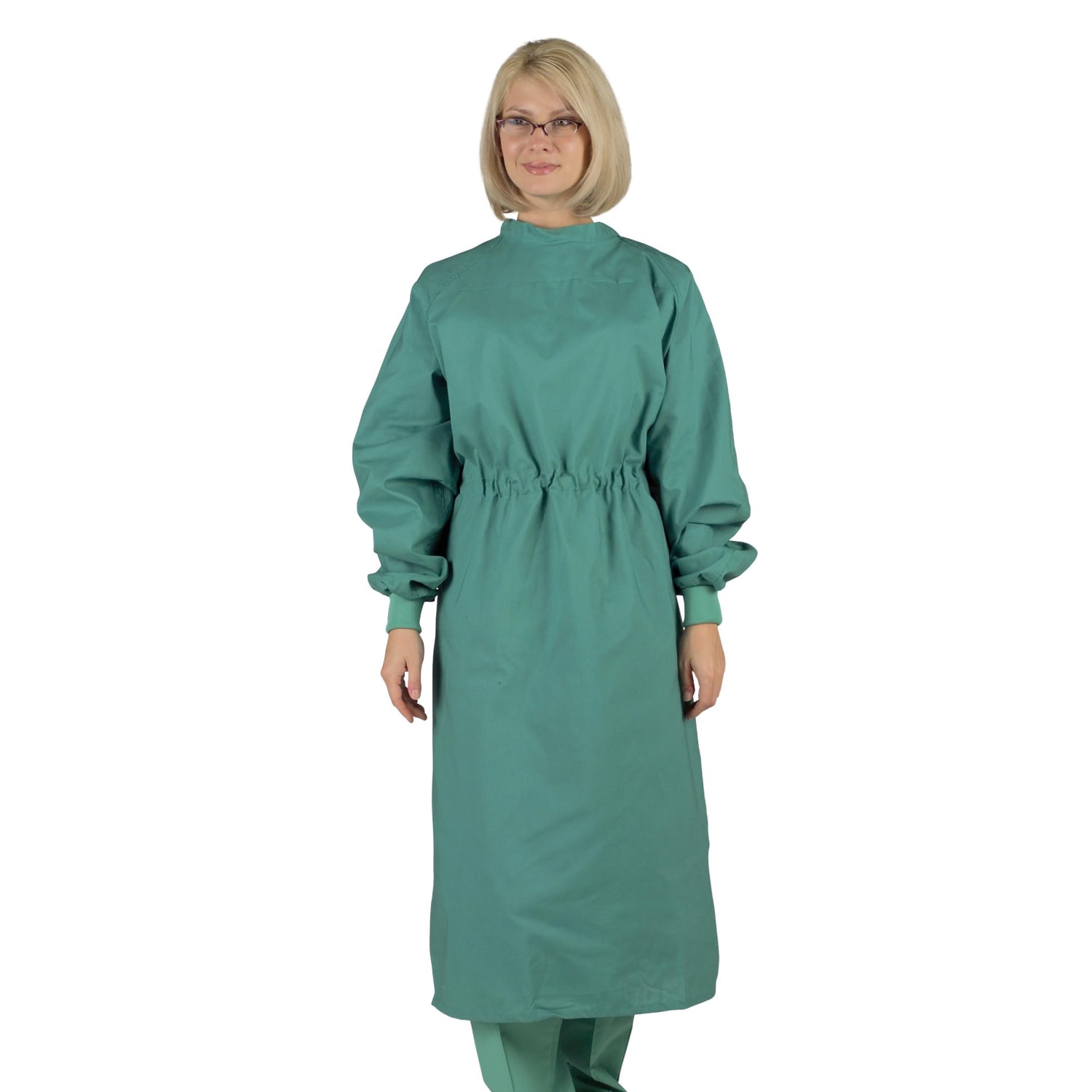 Medline Unisex Tunnel Belt Surgeons Gown, Medium, Jade Green