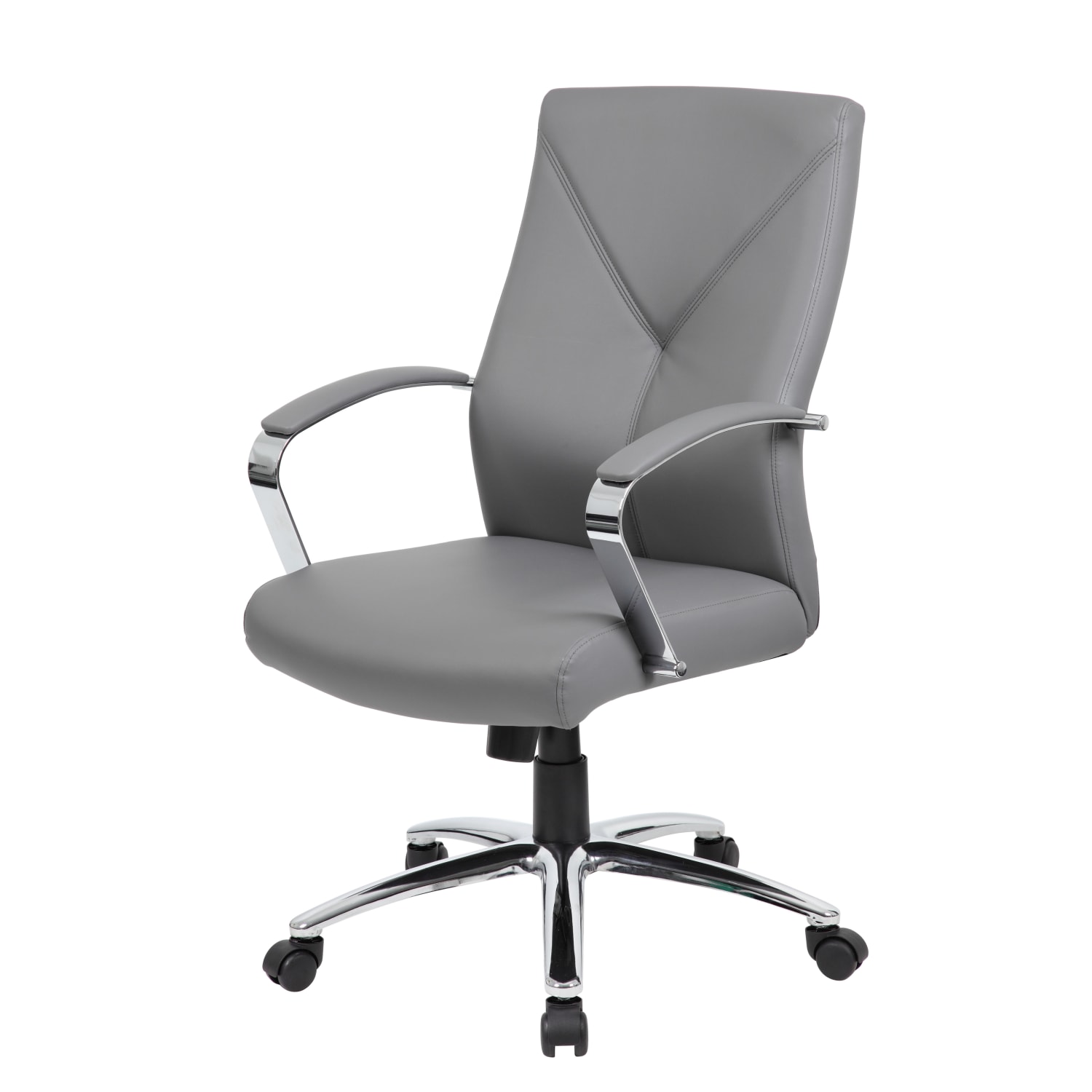 Boss Office Products Ergonomic High-Back Chair, Gray/Chrome/Gray - Image 3