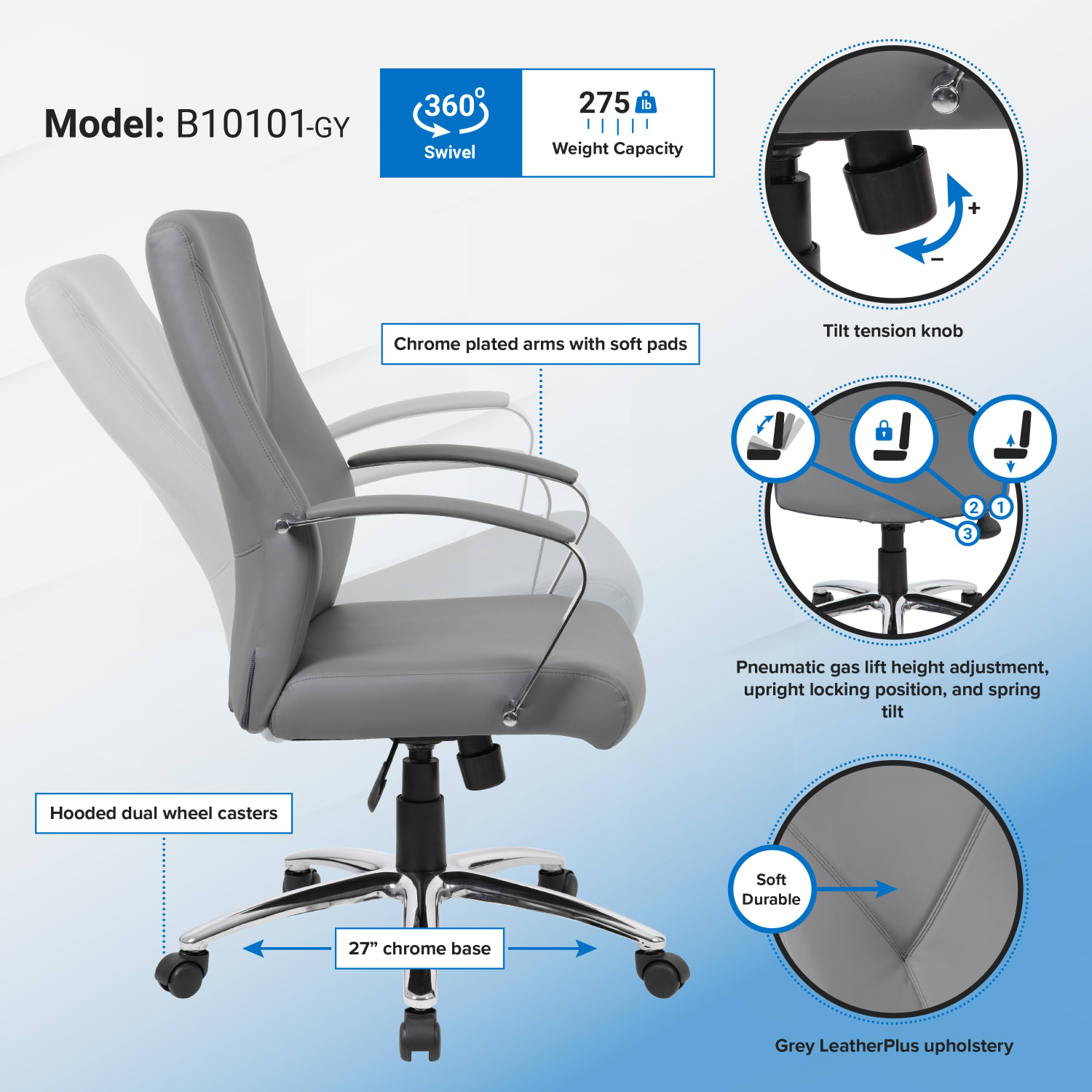Boss Office Products Ergonomic HighBack Chair GrayChromeGray PopularChairscom Boss Office Products Ergonomic High Back Chair GrayChromeGray PopularChairscom