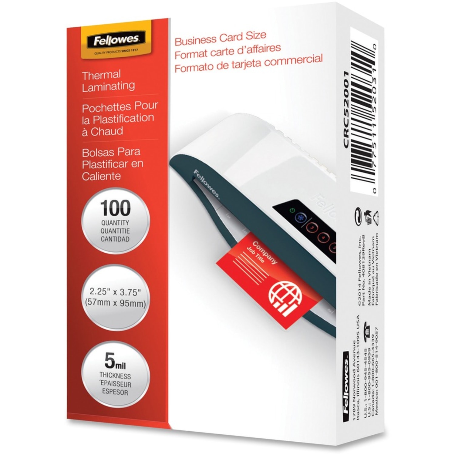 Fellowes Clear Laminating Pouches, 2 1/4in x 3 3/4in, Pack Of 100 - Image 4