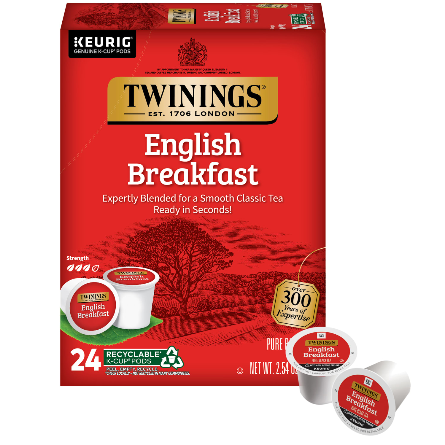 Twinings English Breakfast Tea, Keurig K-Cup Pods, 24/Box