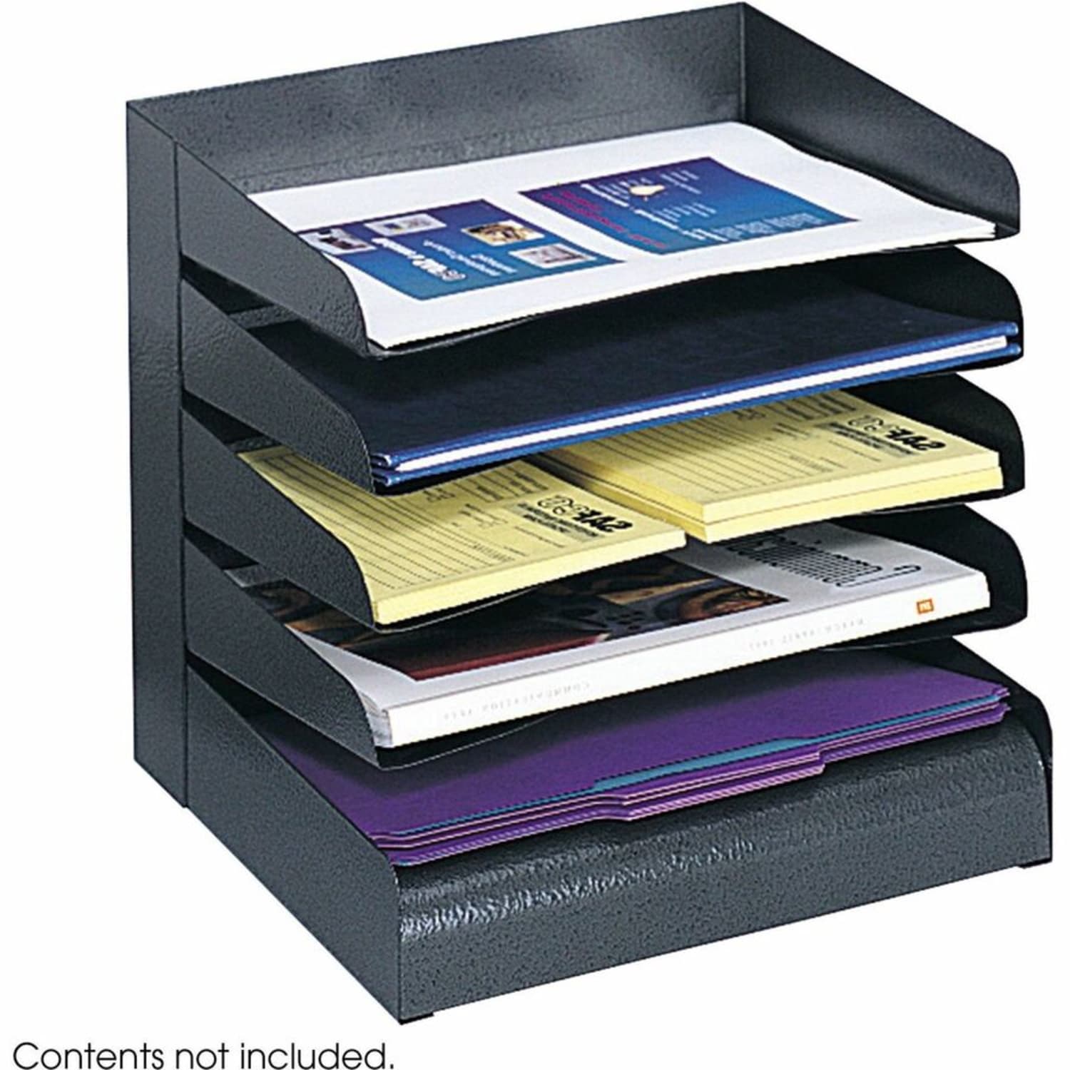 Safco Steel Desk Tray Sorter, 5 Shelf, 11 1/4inH x 12inW x 9 1/2inD, Black - Image 4