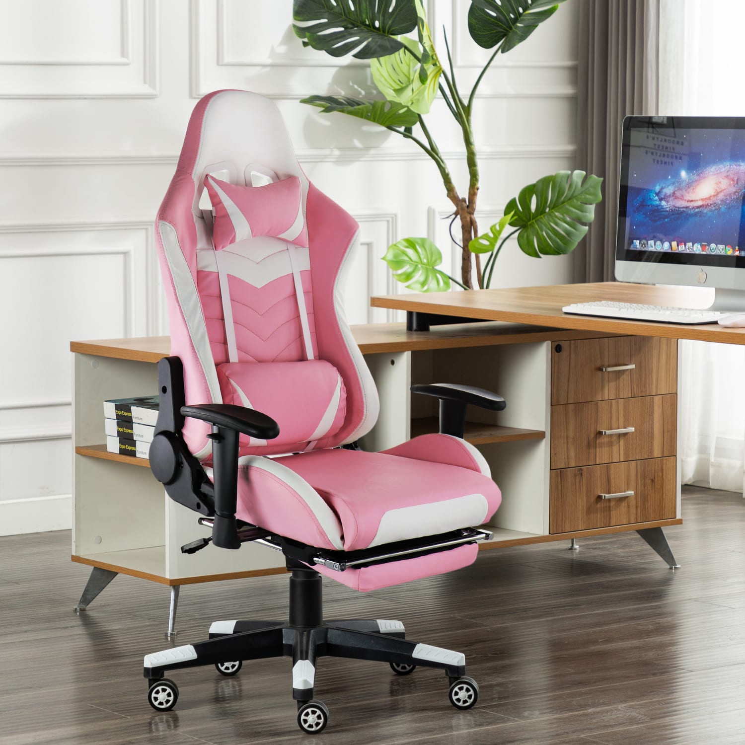GameFitz Ergonomic Faux Leather Gaming Chair PinkWhite PopularChairscom GameFitz Ergonomic Faux Leather Gaming Chair PinkWhite PopularChairscom
