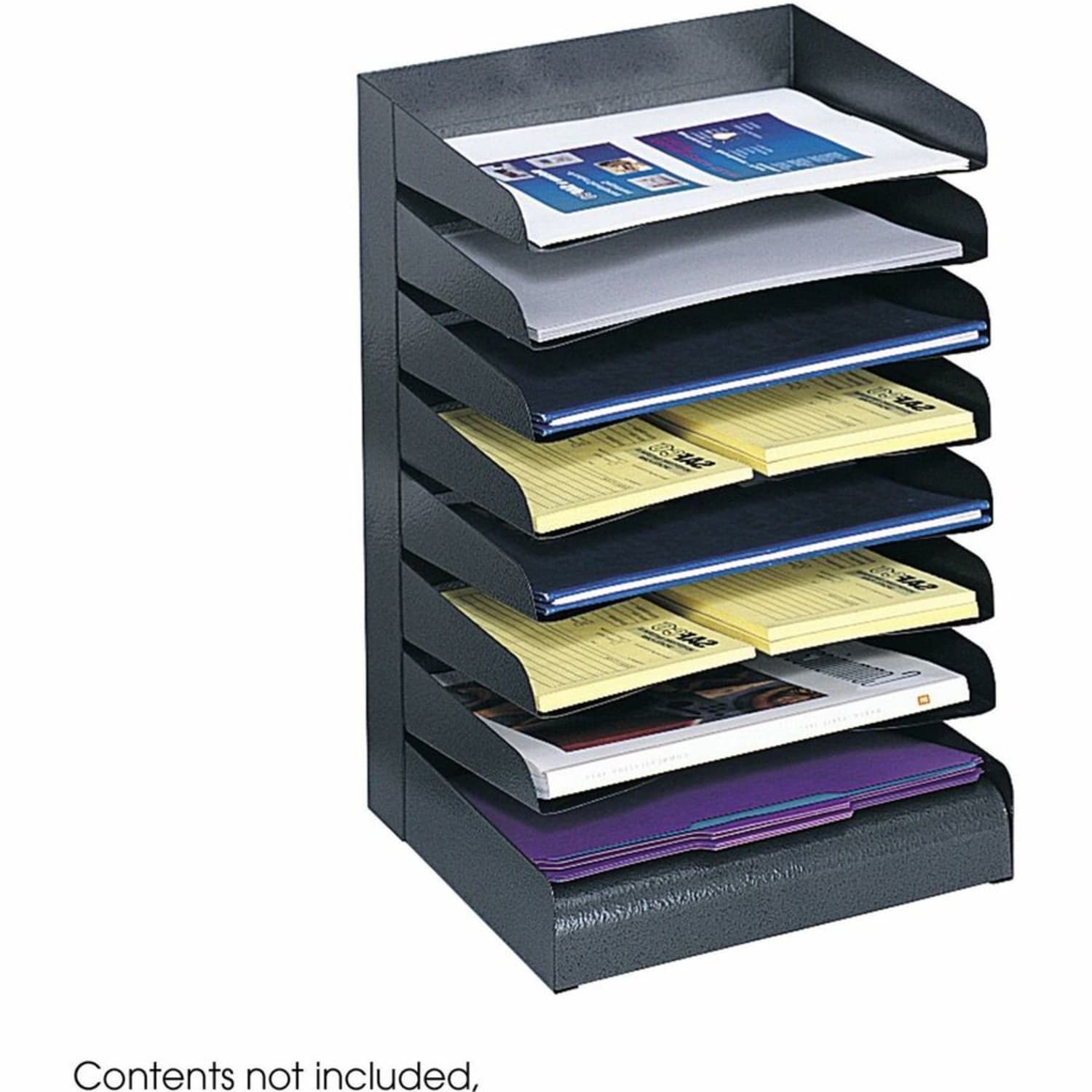 Safco Steel Desk Tray Sorter, 8 Shelf, 17 3/4inH x 12inW x 9 1/2inD, Black - Image 4