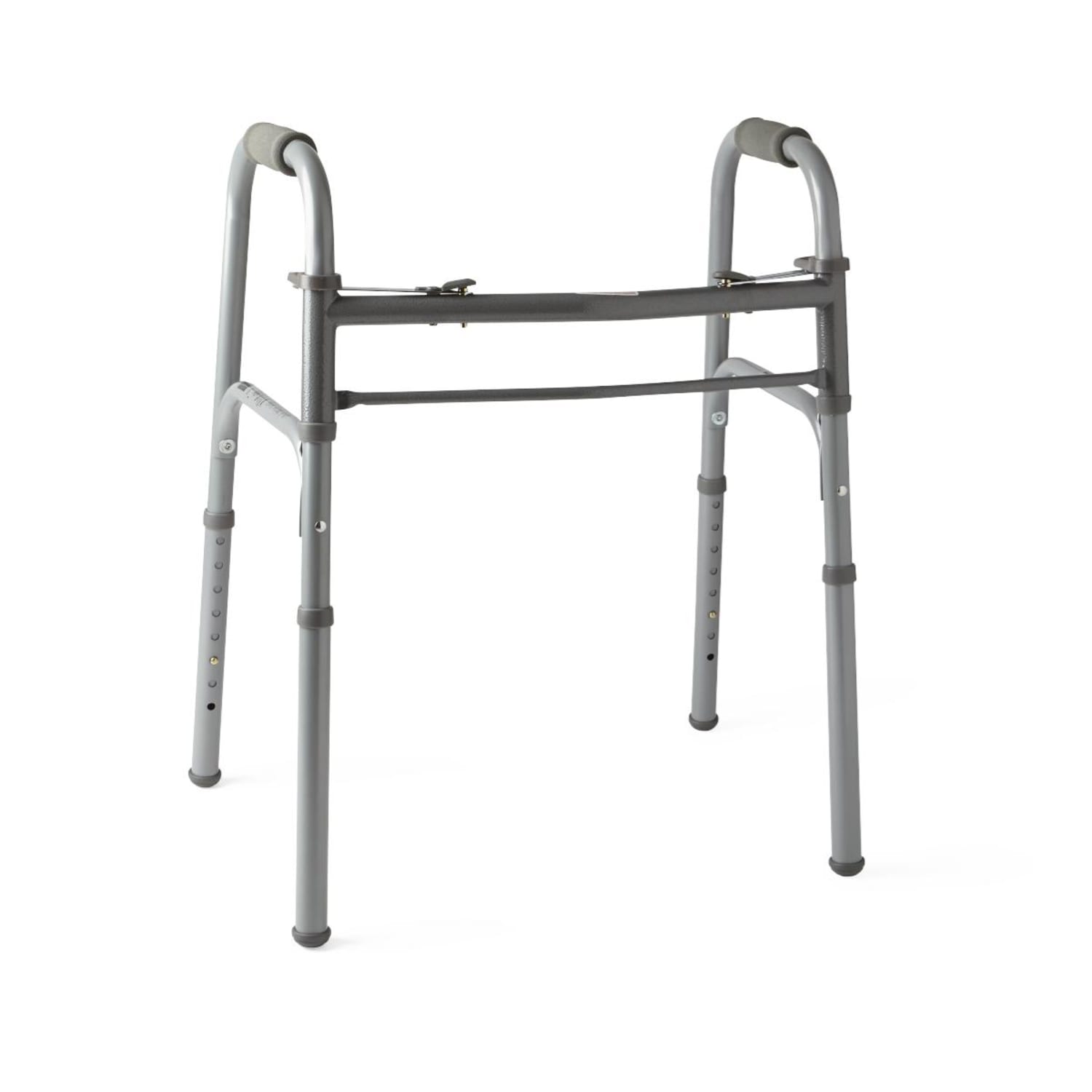 Medline Junior Adjustable Aluminum/Steel 2-Button Folding Walker, 25in - 32inH