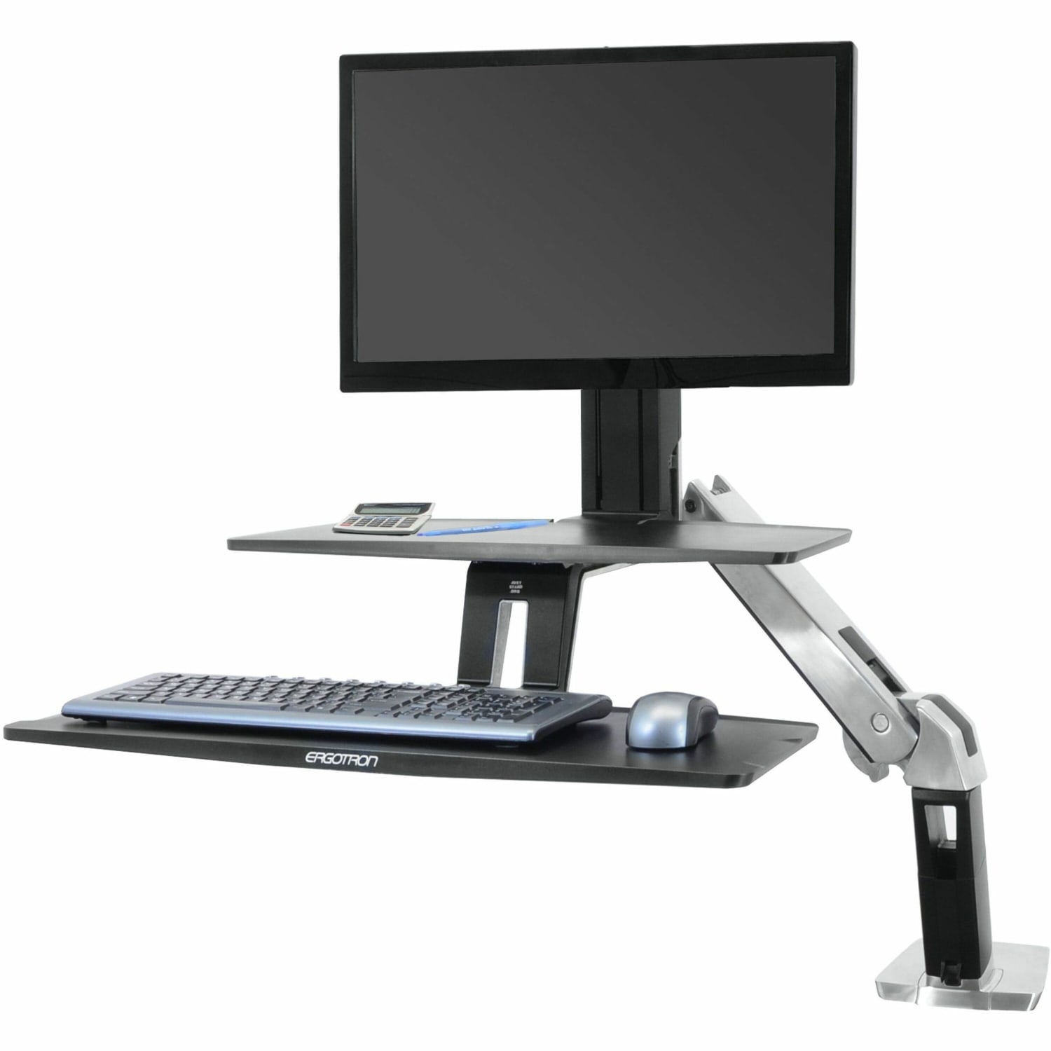 Ergotron WorkFit-A Sit-To-Stand Workstation With Suspended Keyboard, Black