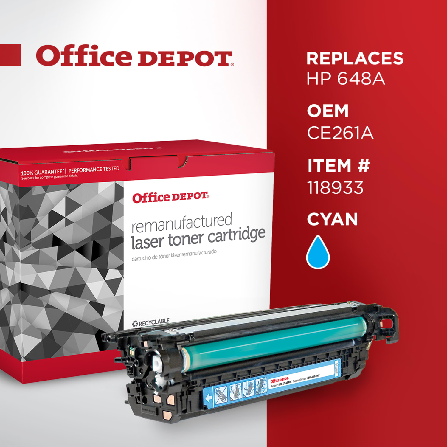 Office Depot Remanufactured Cyan Toner Cartridge Replacement For HP 4025C - Image 6
