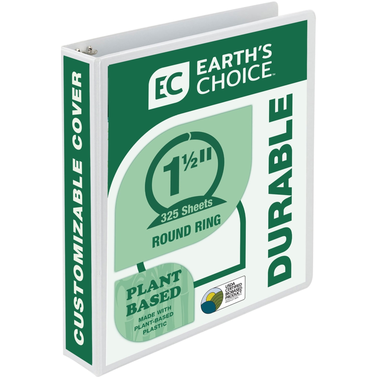 Samsill Earths Choice Insertable Vue 3-Ring Binder, 1 1/2in Round Rings, 63% Recycled, White - Image 4