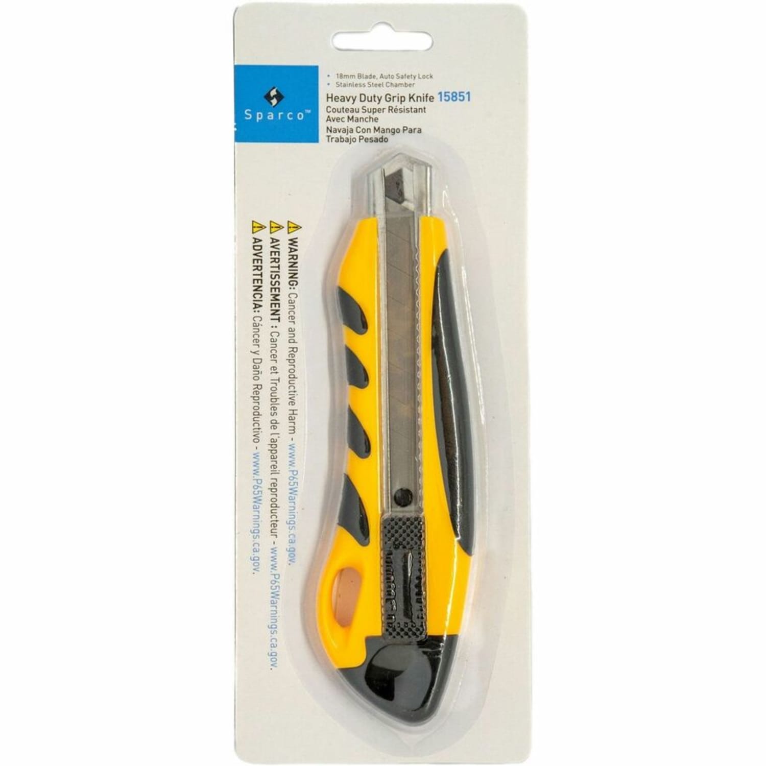 Sparco Anti-Slip Utility Knife, Yellow/Black - Image 5