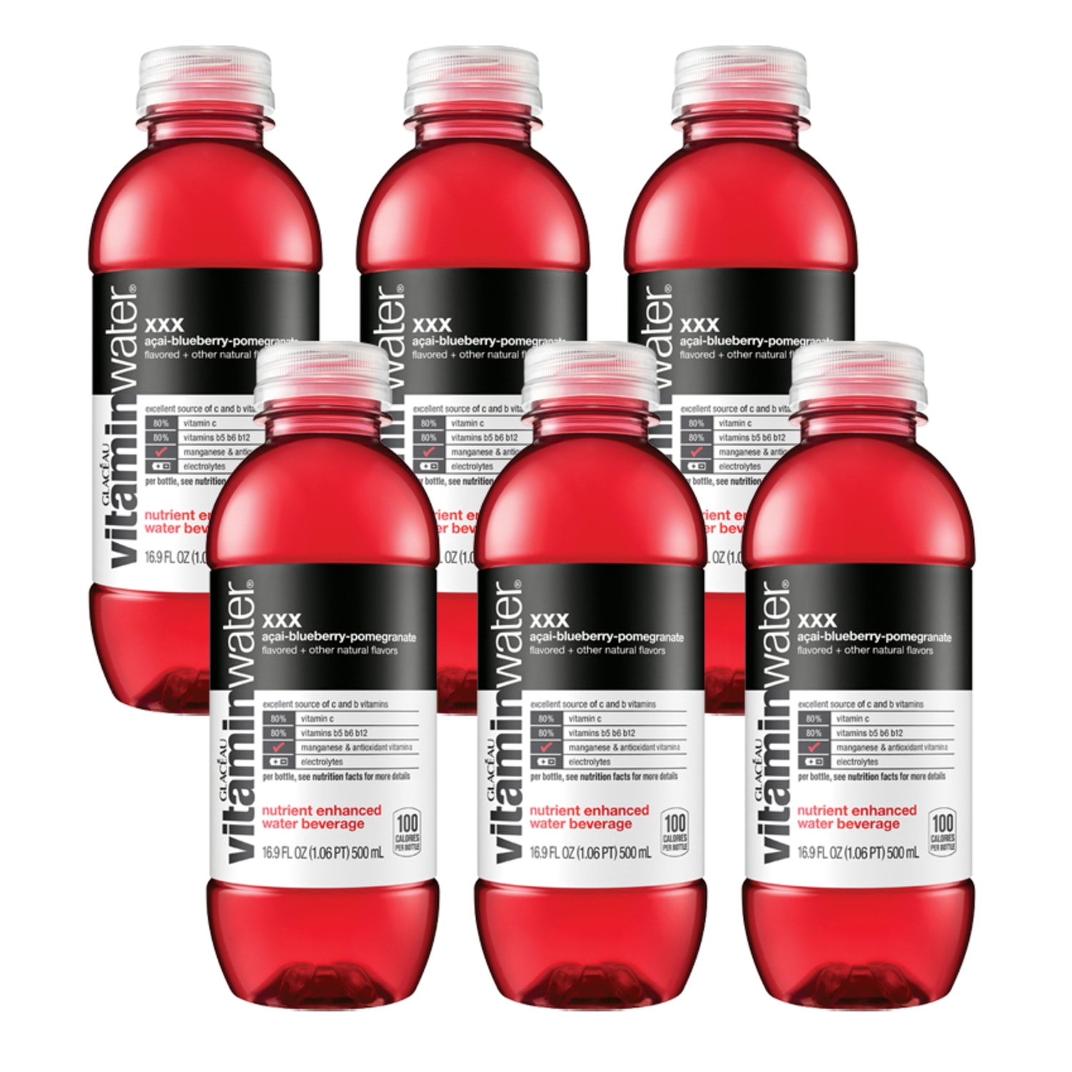 glaceau vitaminwater XXX with Acai-Blueberry-Pomegranate Flavor, 16.9 Oz, Pack Of 6 Bottles - Image 3