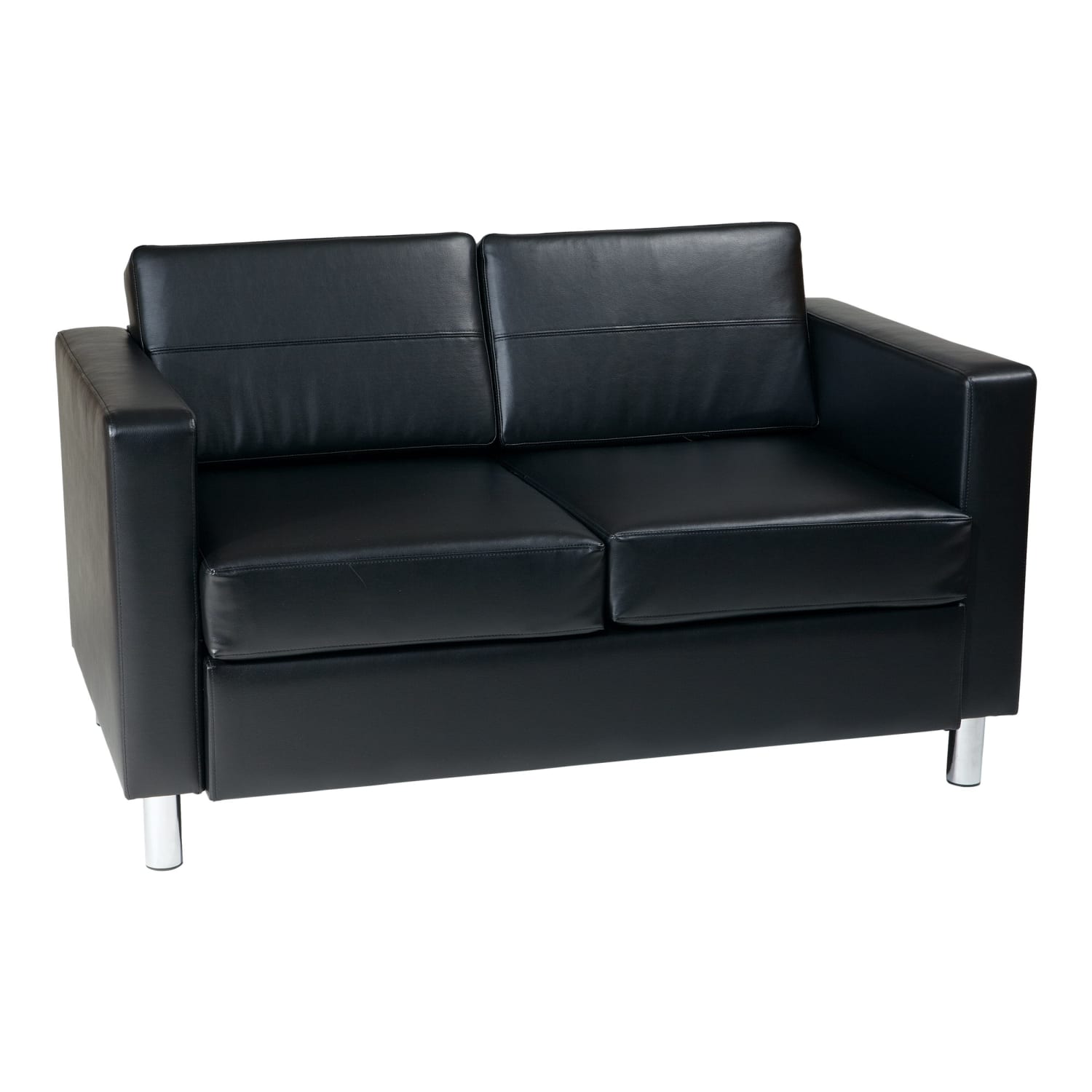 Ave Six Pacific Avenue Vinyl Loveseat BlackChrome PopularChairscom