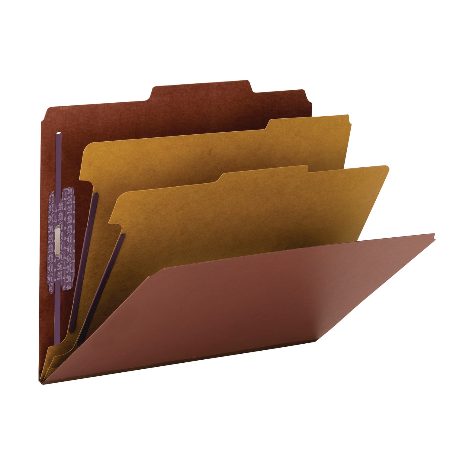 Smead Pressboard Classification Folders, 2 Dividers, 2in Expansion, 2/5 Cut, Letter Size, 100% Recycled, Red, Pack Of 10 - Image 3