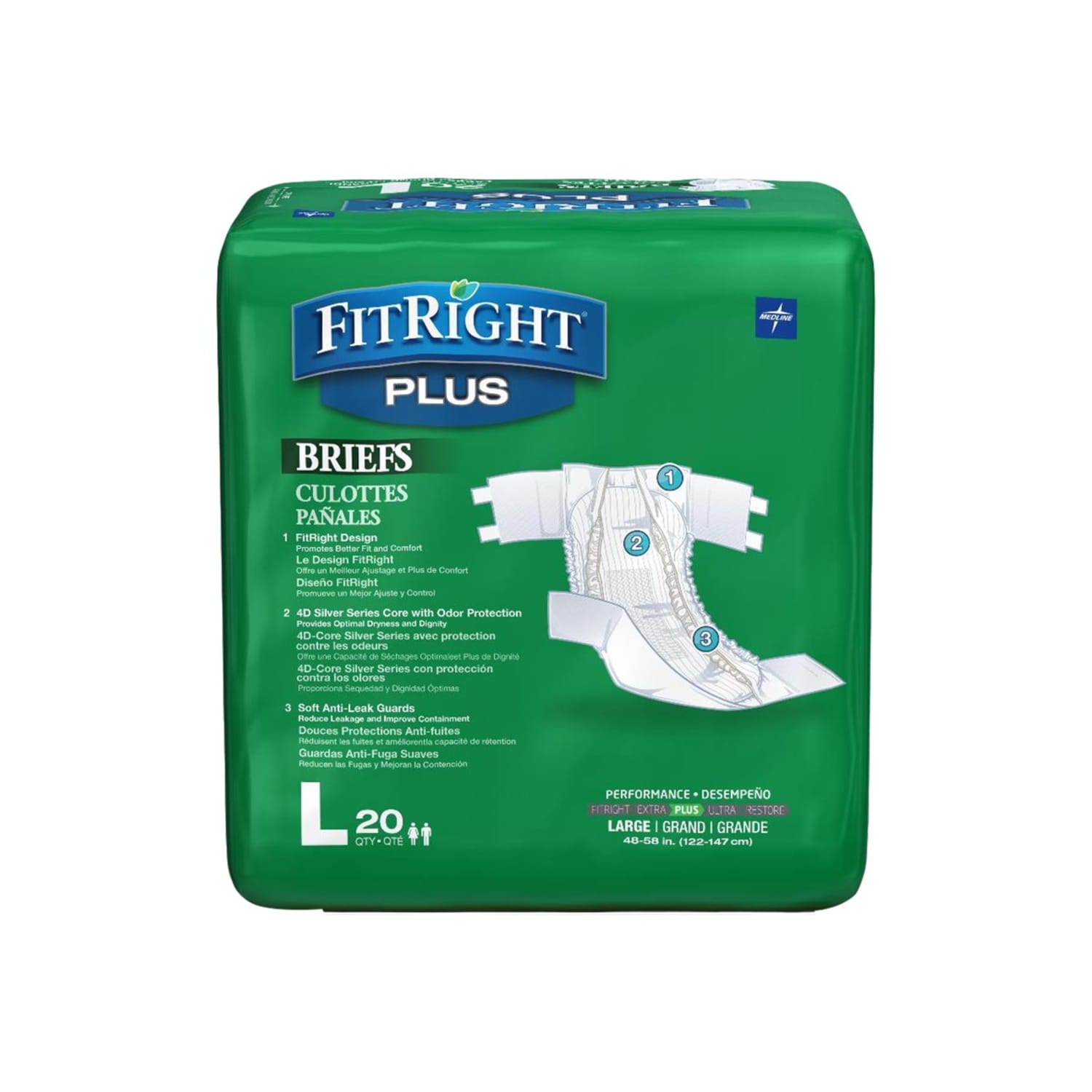 FitRight Plus Disposable Briefs, Medium, 32 - 42in, White, 20 Briefs Per Bag, Case Of 4 Bags - Image 4