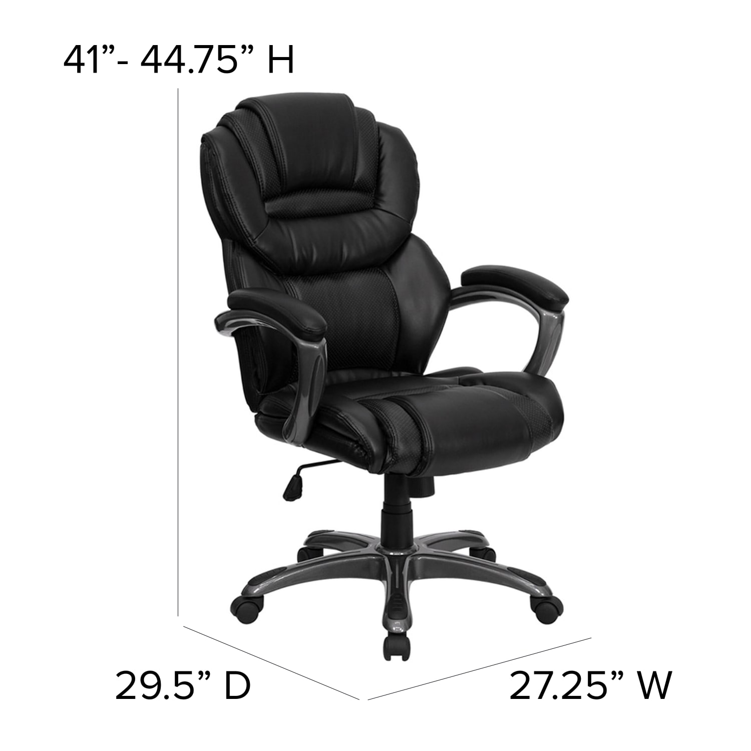Flash Furniture Ergonomic LeatherSoft™ Faux Leather HighBack Chair BlackTitanium PopularChairscom Flash Furniture Ergonomic LeatherSoft™ Faux Leather High Back Chair BlackTitanium PopularChairscom