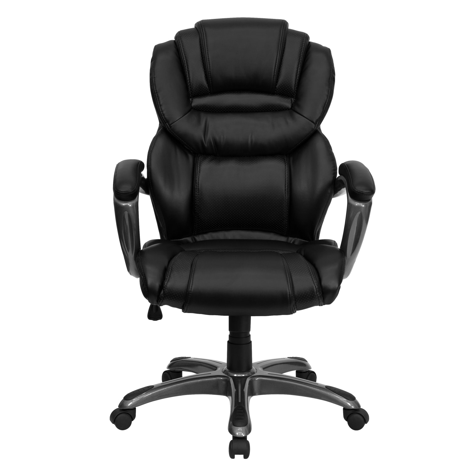Flash Furniture Ergonomic LeatherSoft™ Faux Leather HighBack Chair BlackTitanium PopularChairscom Flash Furniture Ergonomic LeatherSoft™ Faux Leather High Back Chair BlackTitanium PopularChairscom