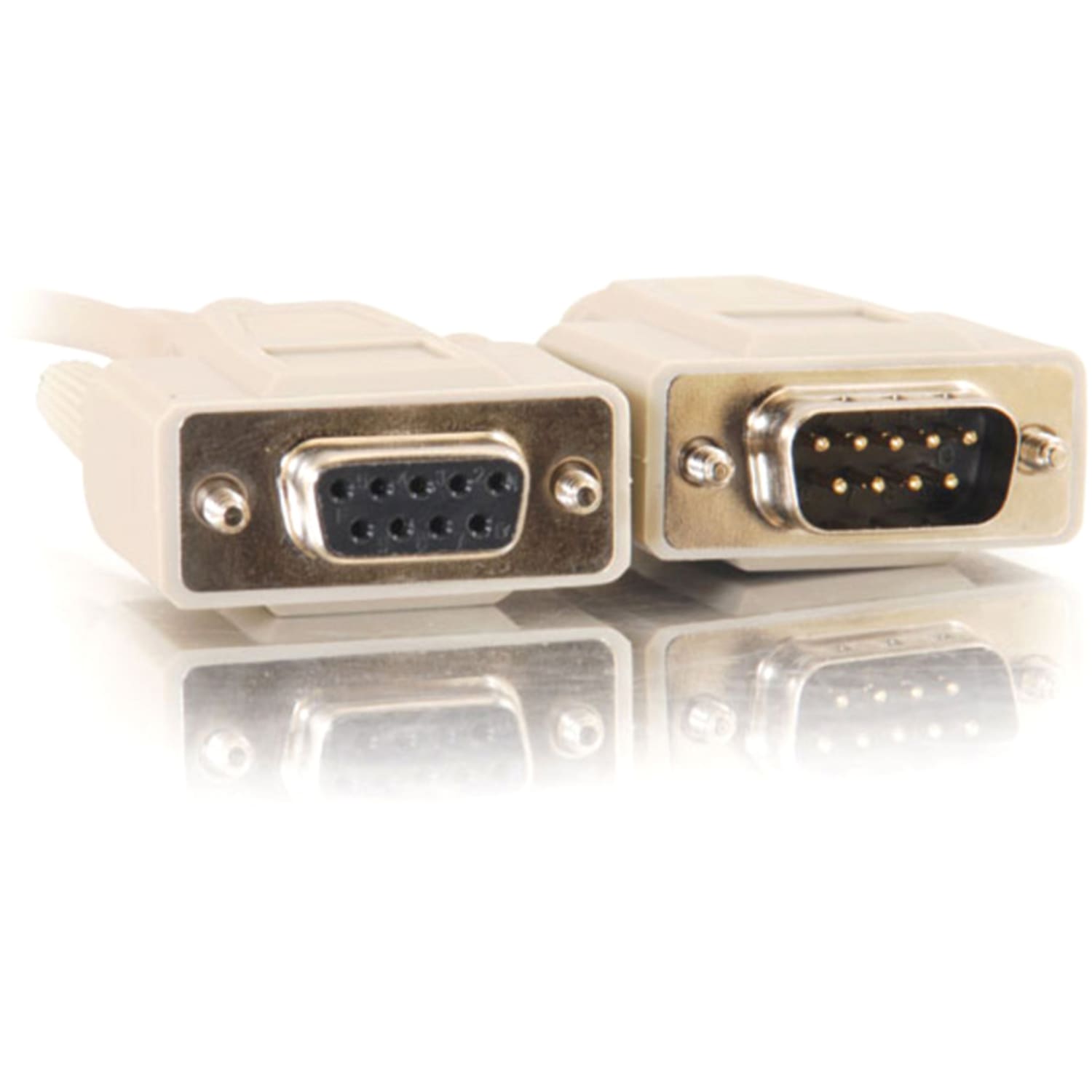C2G - Serial extension cable - DB-9 (M) to DB-9 (F) - 25 ft - molded, thumbscrews - beige - Image 3