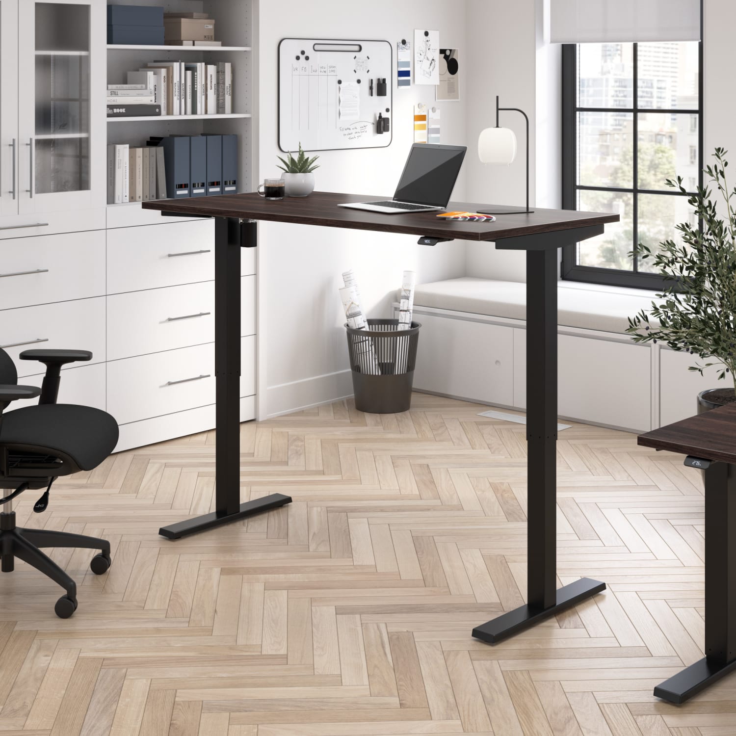 Bush Business Furniture Move 40 Series Electric 60inW x 30inD Electric Height-Adjustable Standing Desk, Black Walnut/Black, Standard Delivery - Image 3