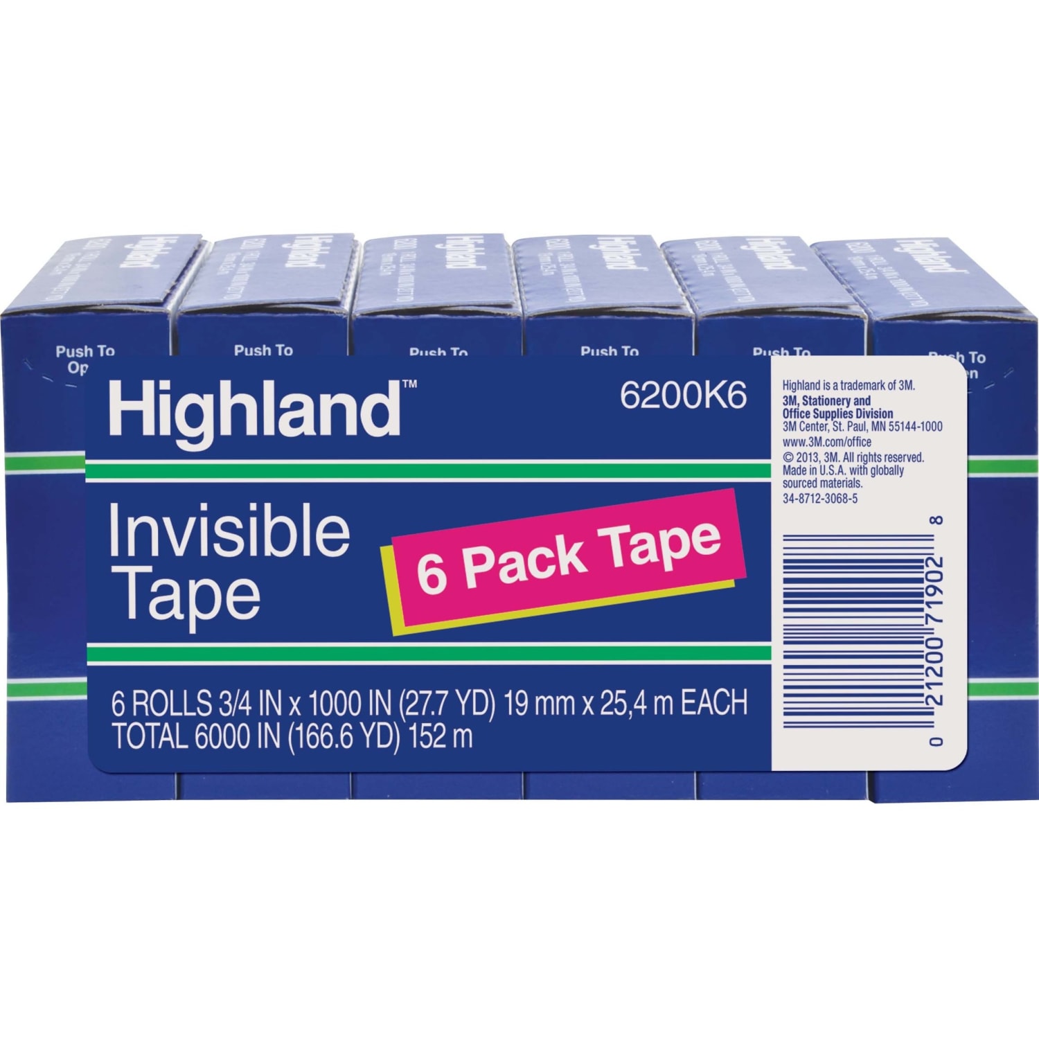 Highland 3/4inW Matte-finish Invisible Tape - 27.78 yd Length x 0.75in Width - 1in Core - Matte - Clear - For Mending, Holding, Splicing - 1 Pack - Image 3
