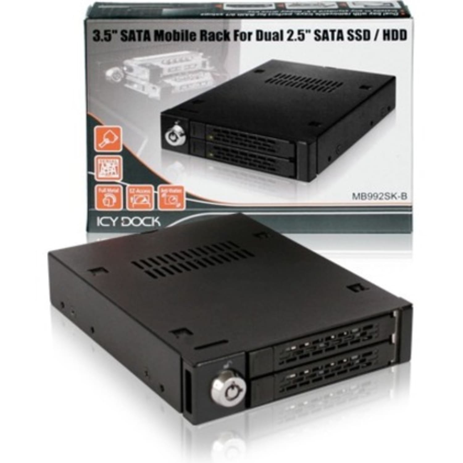 Icy Dock MB992SK-B Drive Bay Adapter Internal - Matte Black - 2 x Total Bay - 2 x 2.5in Bay - Image 6