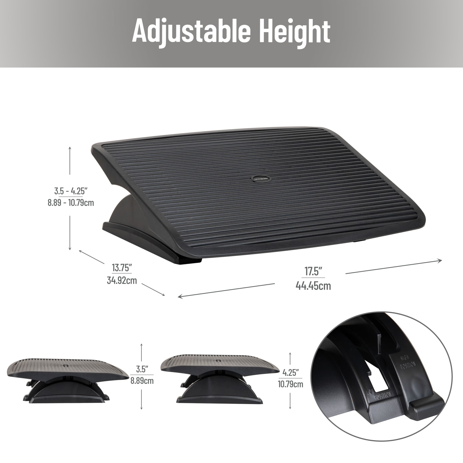 Mind Reader Adjustable Height Footrest 3 12inH x 13 12inW x 17 12inD Black PopularChairscom