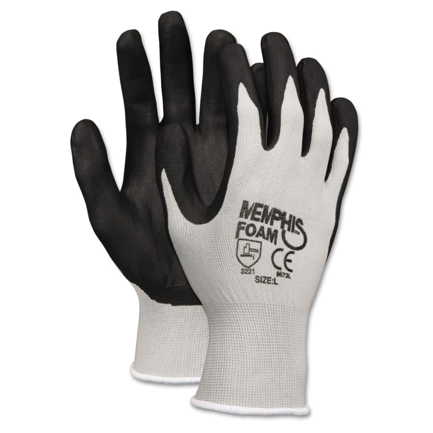 MCR Safety Memphis Economy Foam Nitrile Gloves, Large, Black/Gray, Pack Of 12 - Image 3