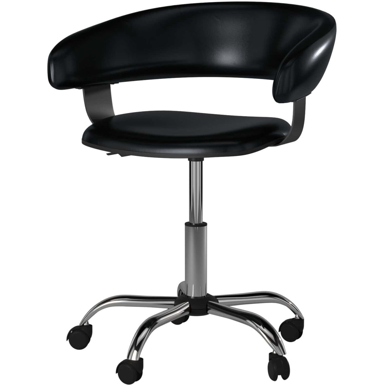 Powell Low-Back Faux Leather Gas-Lift Desk Chair, Black - Image 3